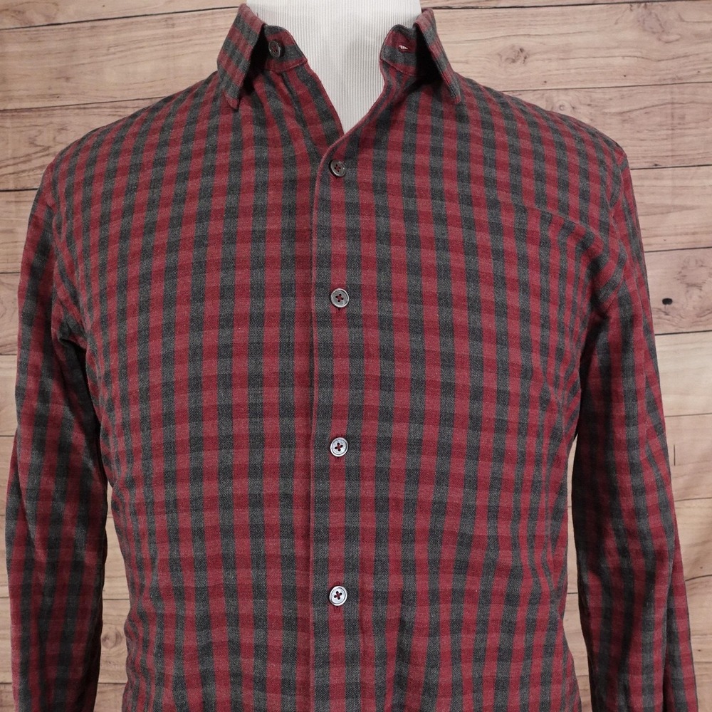 Zachary Prell Shirt Mens L Red Check Long Sleeve Button-Up Slim‎ Fit Flannel